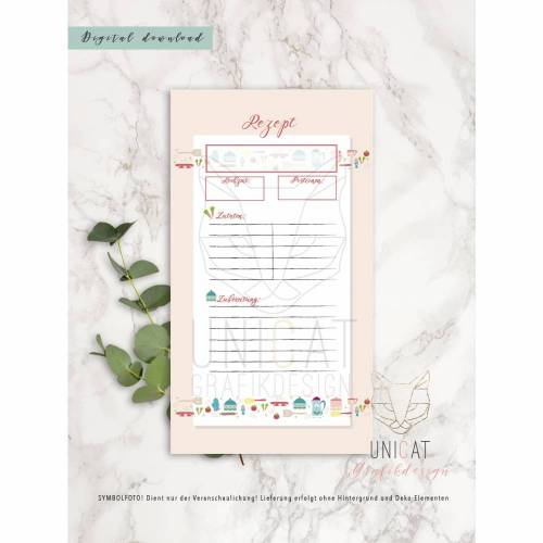 Rezepte für Filofax Personal, Einlagen, download, printable