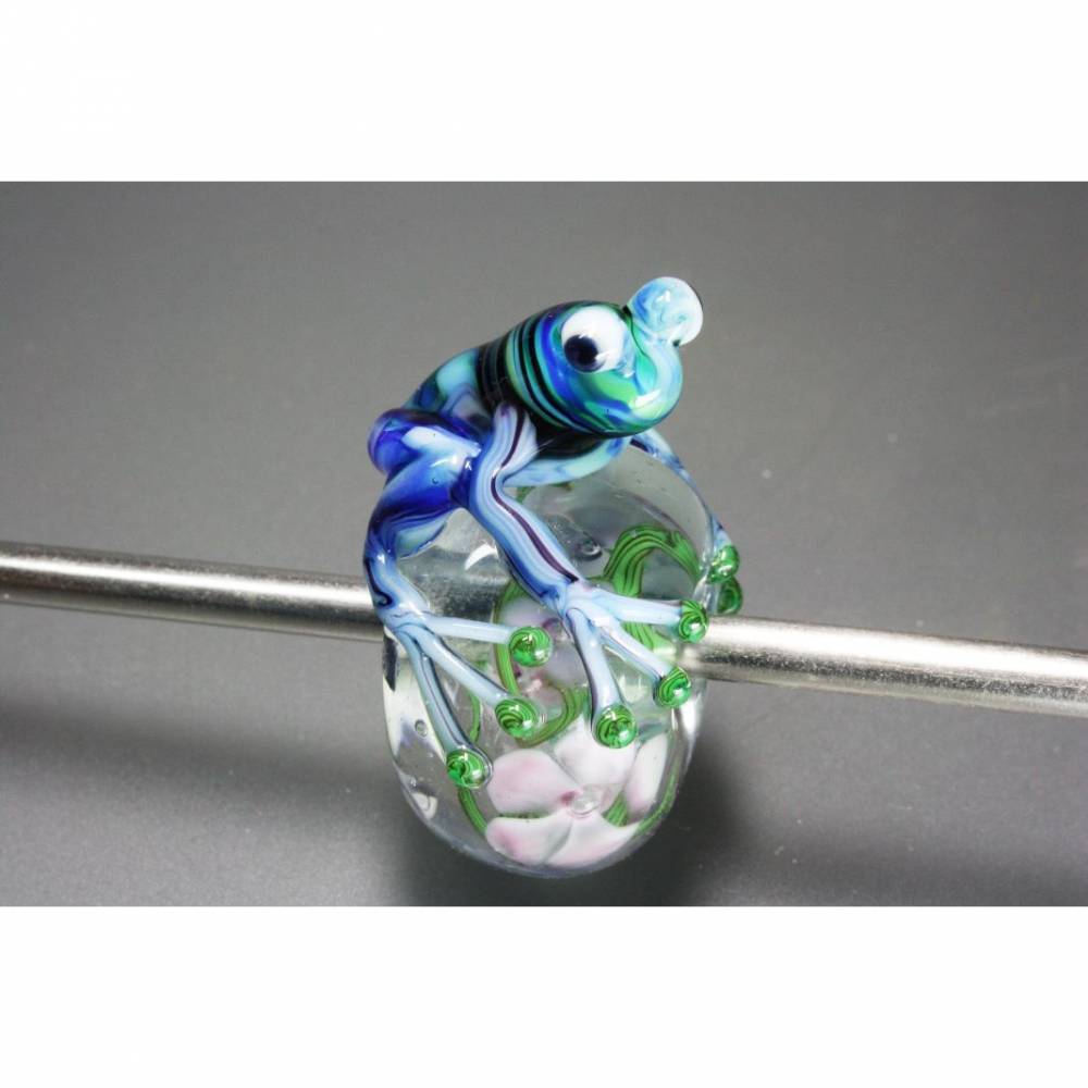 Glasperle "Frosch", lampwork Bild 1