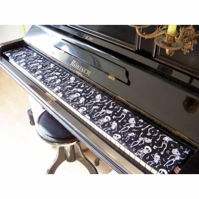 Tastenläufer für Klavier Keyboard Piano Halloween schwarz weiß Längenwahl x Breite 15,5 cm Tastaturabdeckung Klavierabdeckung Tastatur Klaviatur