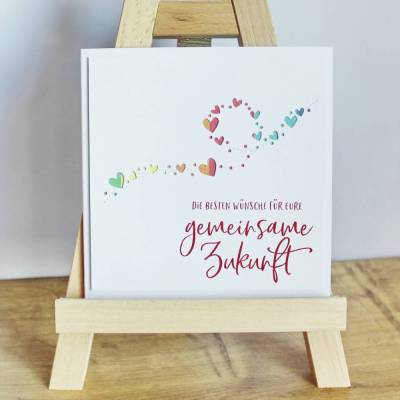 Handgemachte Hochzeitskarte „Herzlooping“ – Einzigartige Glückwunschkarte 15x15 cm von Manufaktur Karla