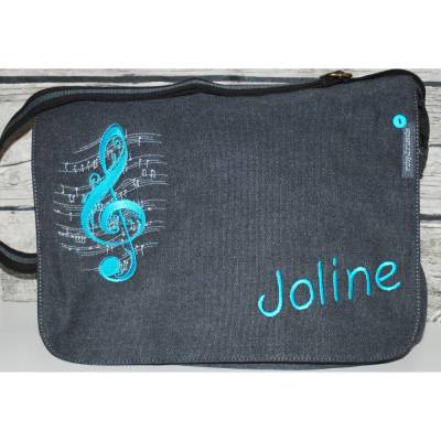 Tasche mit Notenschlüssel bestickt