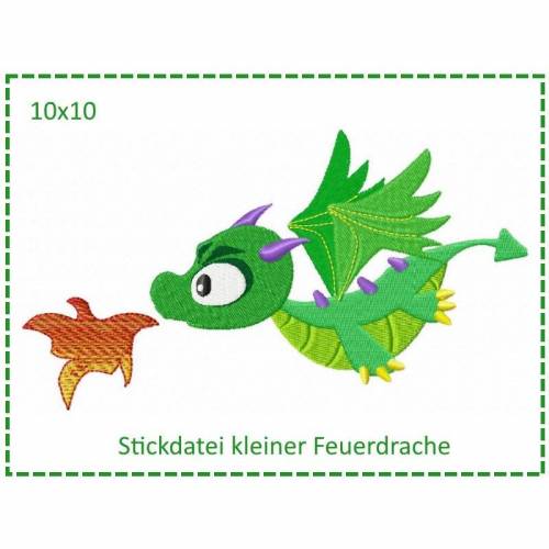 Kleiner Feuerdrache 10x10 Stickdatei