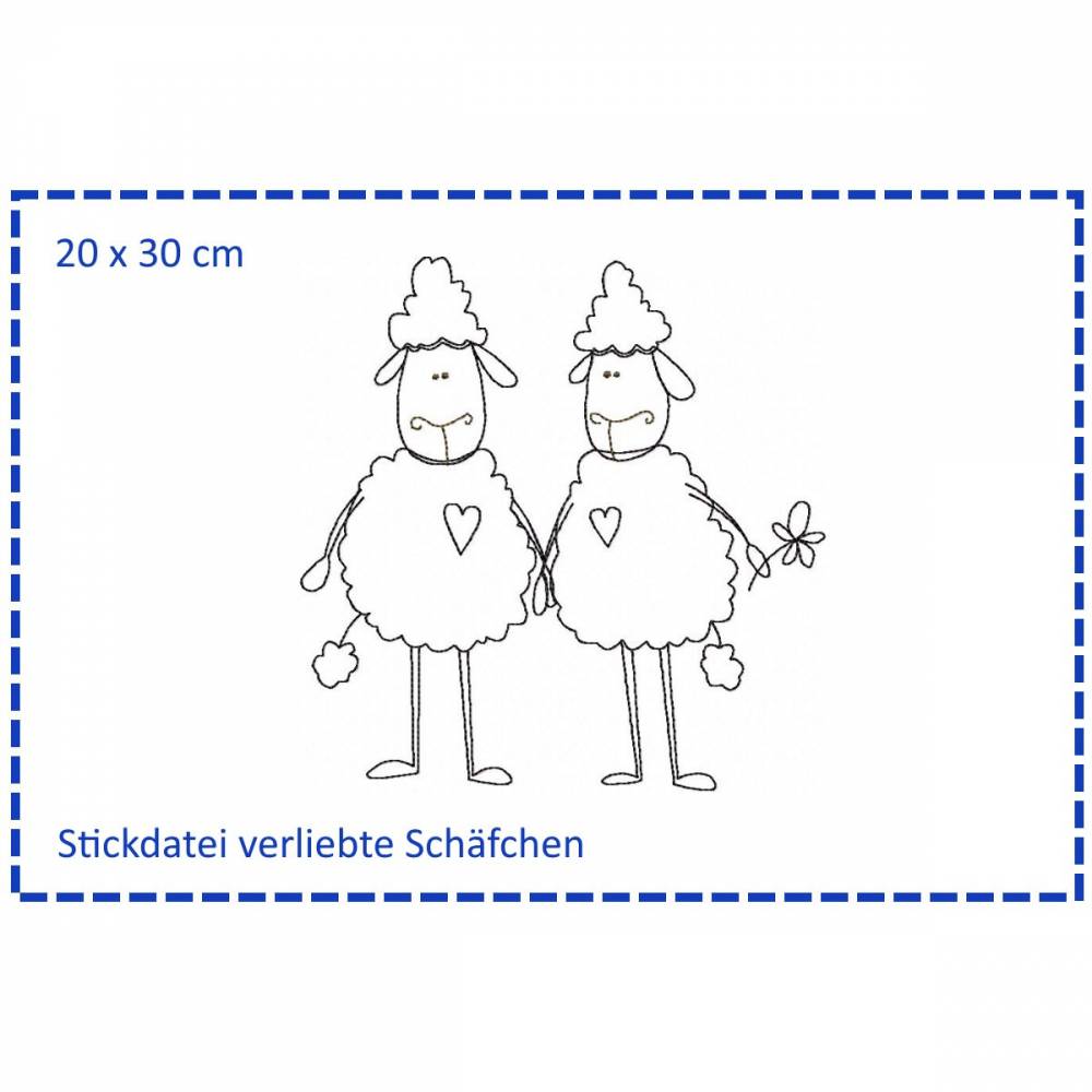 Verliebte Schäfchen Stickdatei 20x30 Bild 1