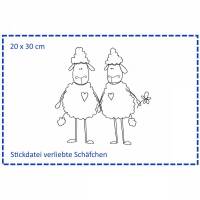 Verliebte Schäfchen Stickdatei 20x30