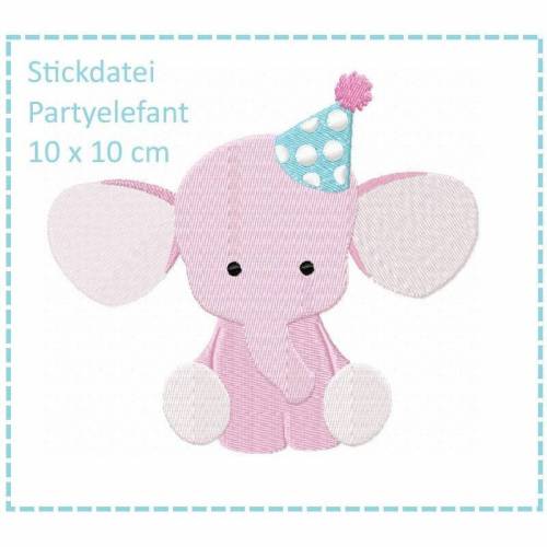 Partyelefant 10x10 Stickdatei