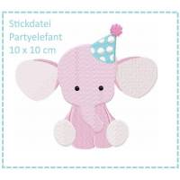 Partyelefant 10x10 Stickdatei