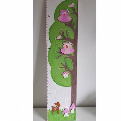 Kindermesslatte Eule, personalisierbar, Mädchen, Messlatte,  Eule, Kinderzimmer, Holz, Name