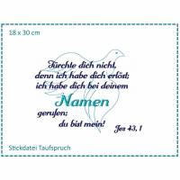 Stickdatei Taufe Spruch Taube 18x30cm