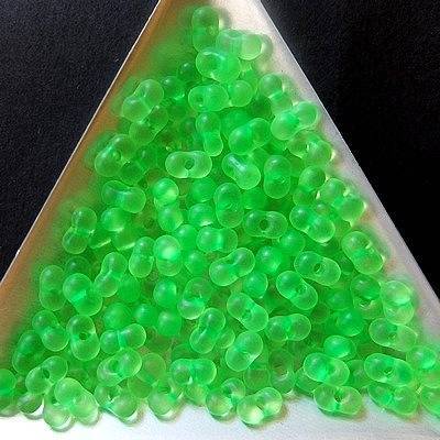 20 Gramm Farfalle Perlen - neon grün, 2 Größen: 3,20 x 6,50 mm und 2 x 4 mm