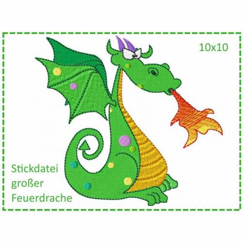 Großer Feuerdrache 10x10 Stickdatei