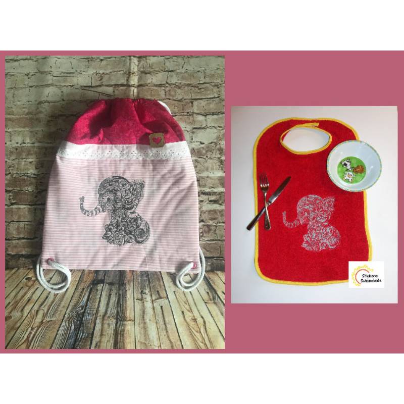Baby Elefant Zendoodle Stickdatei 18x30 Bild 4