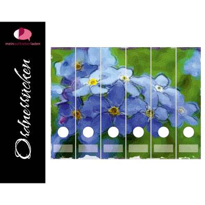 Ordnerrücken Aufkleber - Vergissmeinnicht | 6 er Set Aufkleber für breite Ordner 