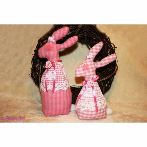 Zuckersüßes Hasenpärchen - rosa-weiß