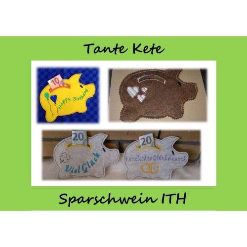 Sparschwein Stickdatei ITH 10x10cm
