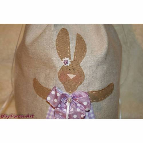 Hasen-Beutel - Ostern  lila-beige