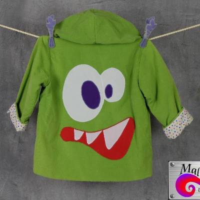 Cordjacke mit Kapuze "Monster" Größe 80