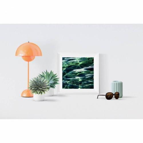 Kunstdruck Meergrün Smaragd Wellen Fotografie quadratisch, Meeresrauschen Wandbild 13x13 20x20 cm, Küsten-Deko Geschenk 