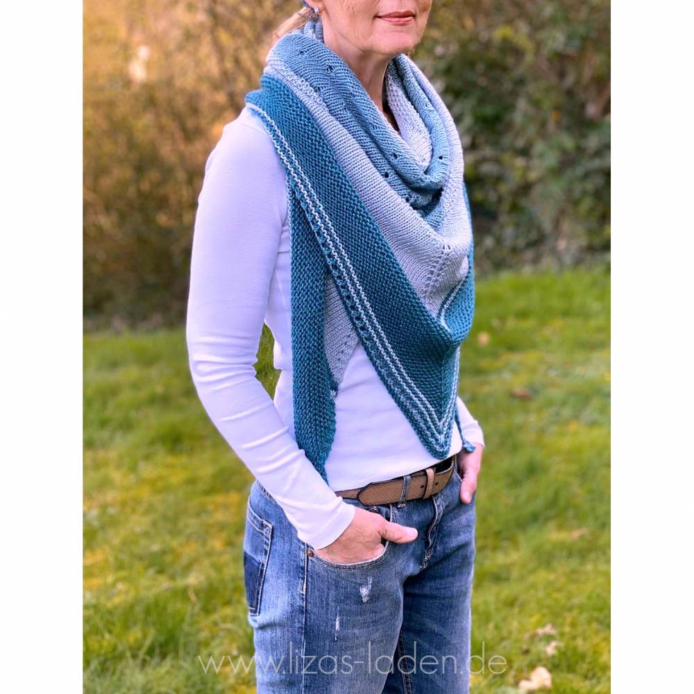 Strickanleitung Lizas 3-farbiges Dreieckstuch Bild 3