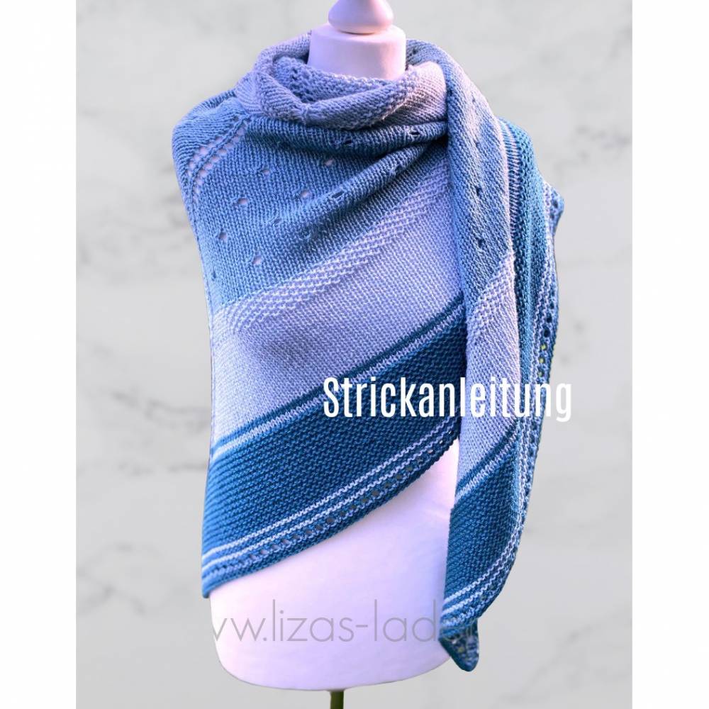 Strickanleitung Lizas 3-farbiges Dreieckstuch Bild 4