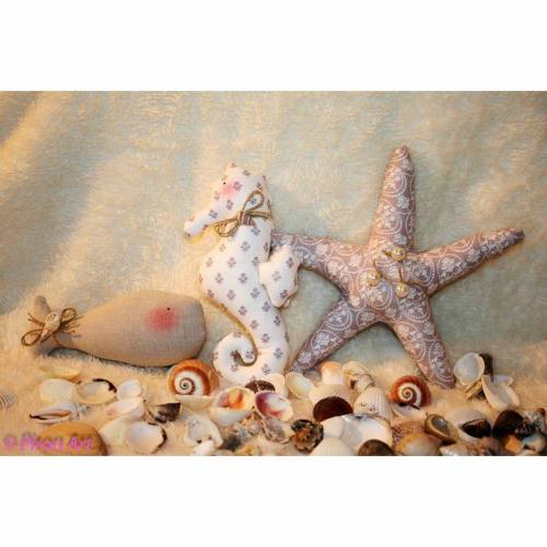 Seepferdchen, Fisch und Seestern SET