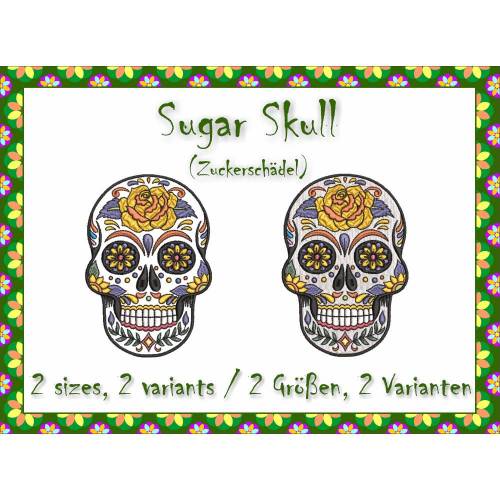 Sugar Skull / Zuckerschädel Stickdateien Set, mit 2 Varianten in je 2 Größen