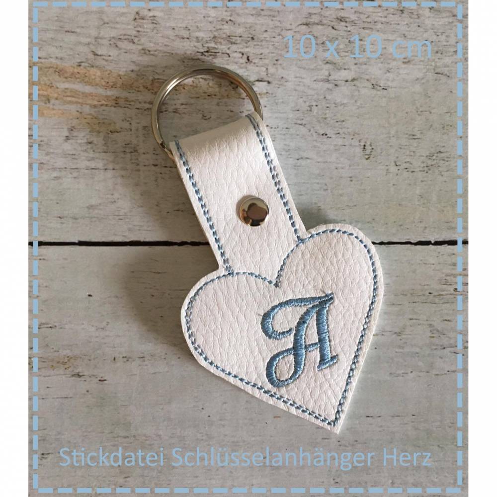 Schlüsselanhänger ITH  Herz ABC 10x10 cm Bild 1