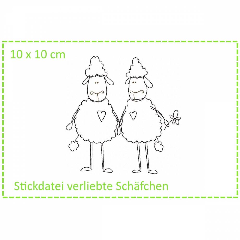 Verliebte Schäfchen Stickdatei 10x10 Bild 1