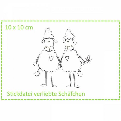 Verliebte Schäfchen Stickdatei 10x10