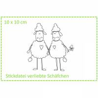 Verliebte Schäfchen Stickdatei 10x10