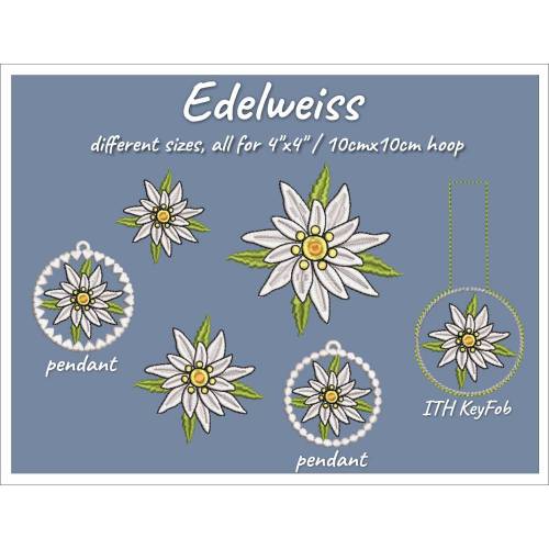 Edelweiß Stickdateien Set für 10x10cm / 4"x4" Rahmen