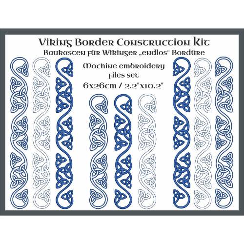Wikinger Bordüren-Bausatz für „Endlos“-Stickerei Stickdateien Set 6x26cm
