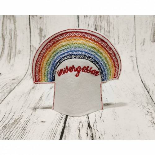 Teelichtcover Regenbogen Unvergessen Stickdatei ITH 10x10