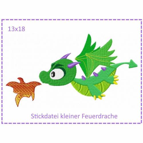 Kleiner Feuerdrache 13x18 Stickdatei