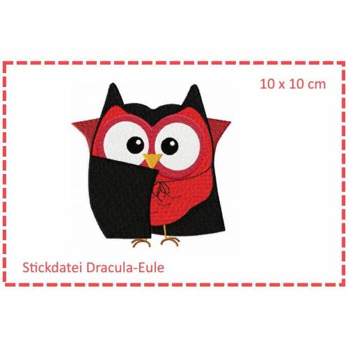 Dracula-Eule - Halloweeneule 10x10 Stickdatei