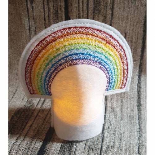Teelichtcover Regenbogen Stickdatei ITH 10x10