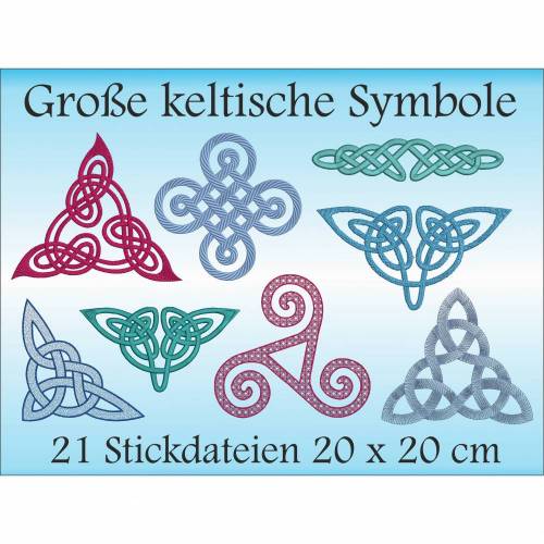 Große keltische Symbole Stickdateien Set 20 cm x 20 cm