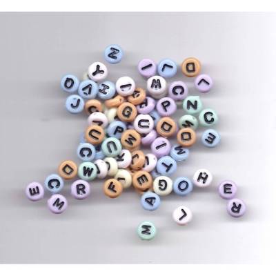 Plastik-Buchstaben-Perlen, rund - 40g