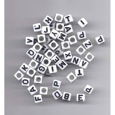 Plastik-Buchstaben-Perlen, Würfel - 40g