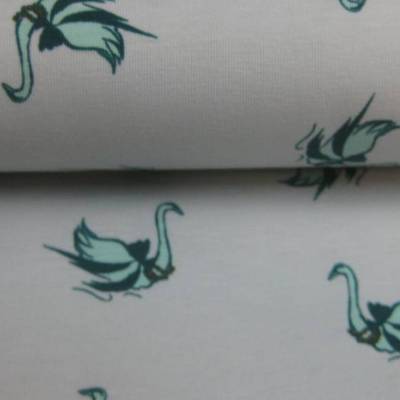 Jersey Schwan Vogel, helles grau/mint  Oeko-Tex® Standard 100(1m/12,-€)