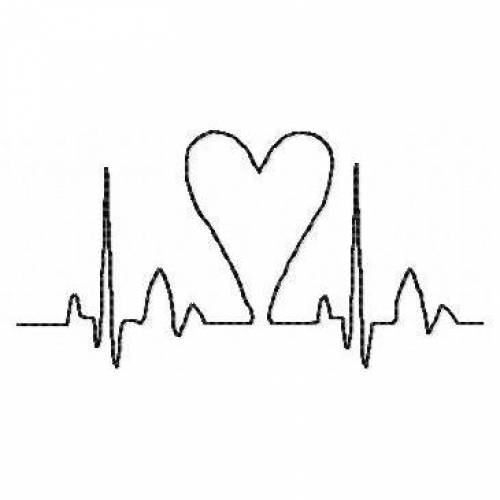 Stickdatei 2x6cm "Herzklopfen" EKG mit Herz