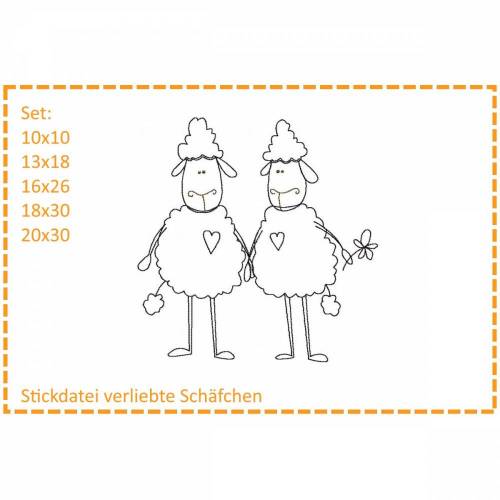 Verliebte Schäfchen Stickdatei Set