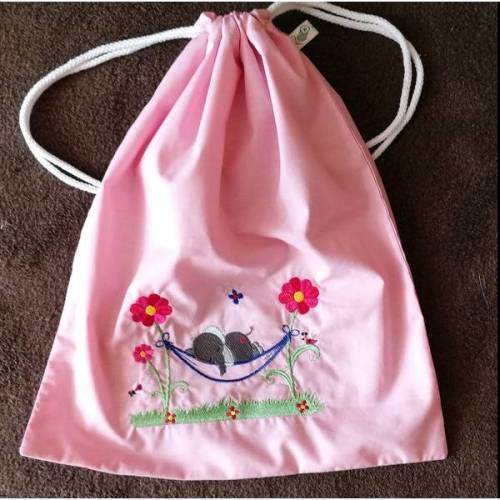 Wäschebeutel für Kinder, Rucksack, Turnbeutel mit gesticktem Motiv