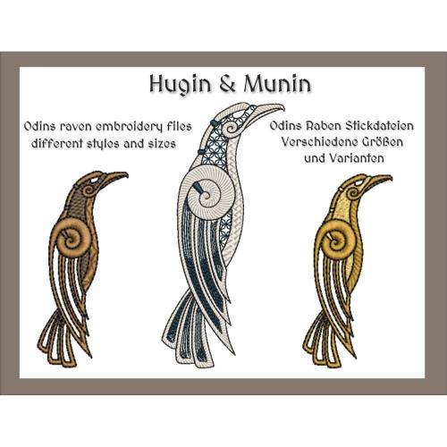 Hugin & Munin – Odin’s Raben Stickdateien Set verschiedene Größen und Variationen