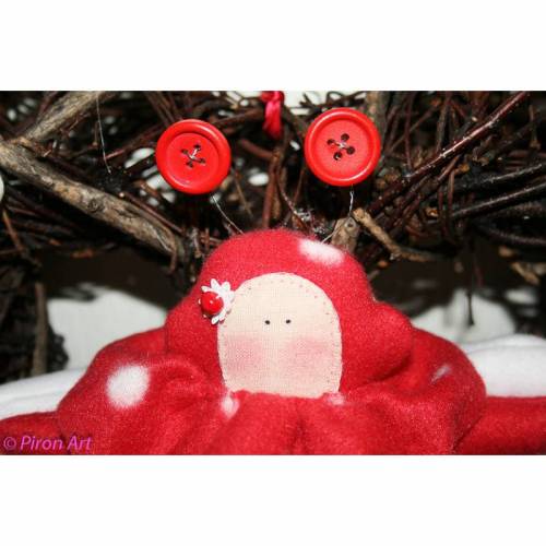 Türkranz-Herz mit Käfer rot weiß-gepunkt.