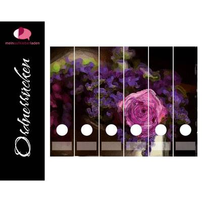 Ordnerrücken Aufkleber - Romantik Blumen | 6 er Set Aufkleber für breite Ordner