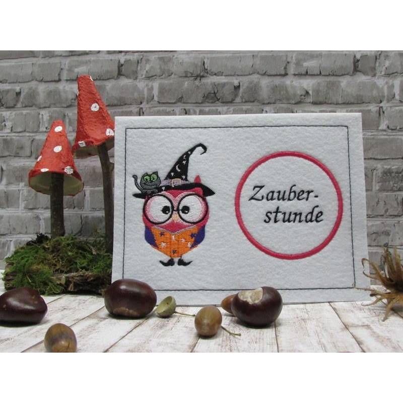 Zauberer-Eule - Halloweeneule 10x10 Stickdatei Bild 3
