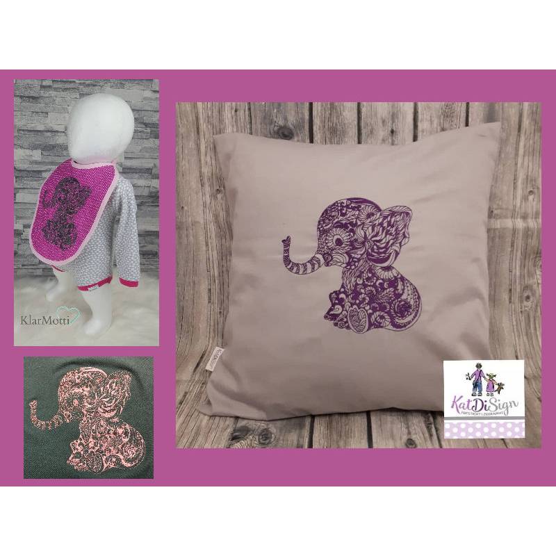 Baby Elefant Zendoodle Stickdatei 13x18 Bild 3