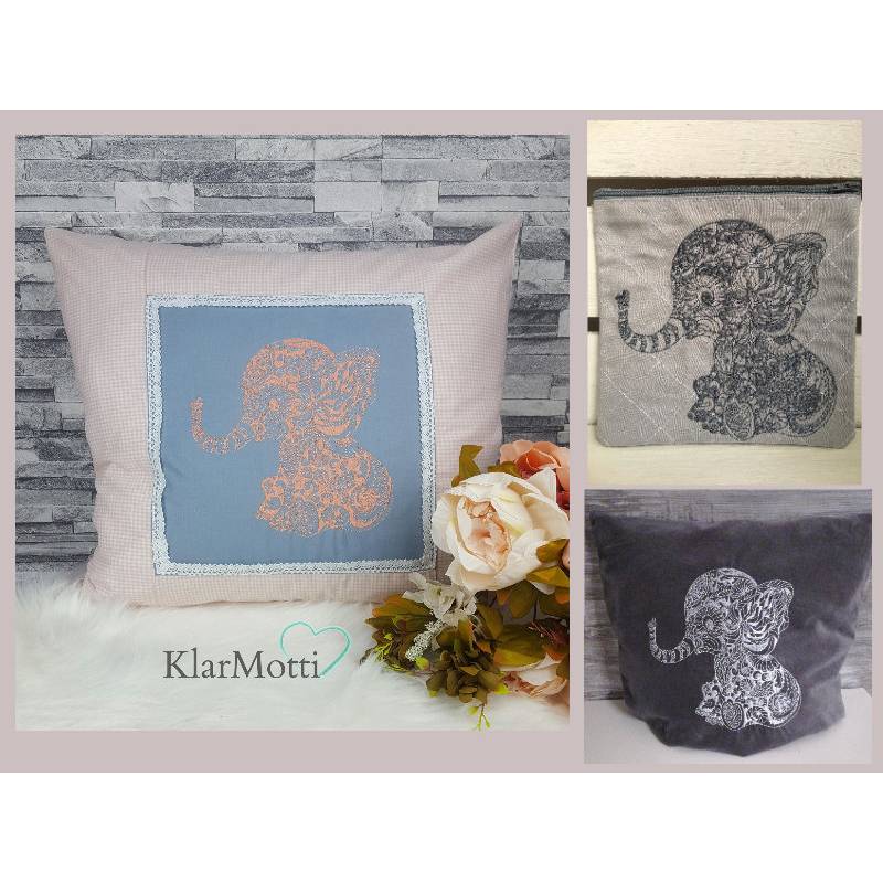 Baby Elefant Zendoodle Stickdatei 13x18 Bild 5