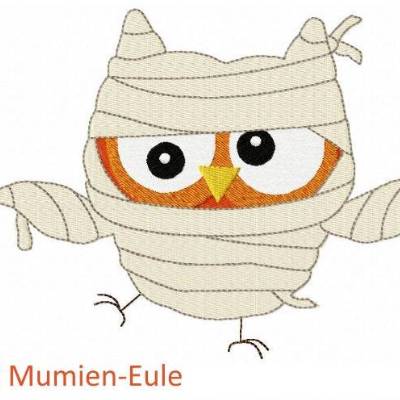 Mumien-Eule - Halloweeneule 10x10 Stickdatei