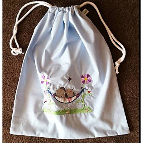 Wäschebeutel für Kinder, Rucksack, Turnbeutel mit gesticktem Motiv